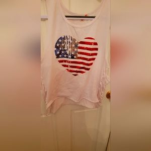 Heart American Flag distressed sleeveless tee by Guess